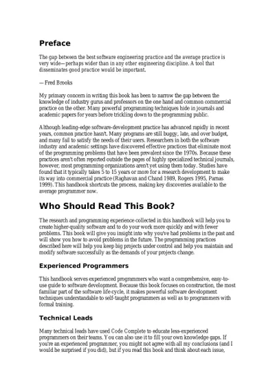 Code Complete: A Practical Handbook of Software Construction