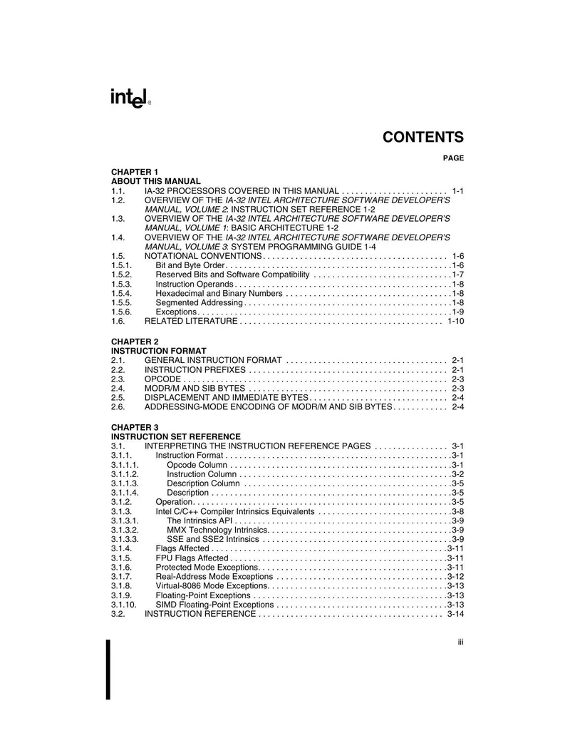 IA-32 Intel® Architecture Software Developer’s Manual Volume 2: Instruction Set Reference