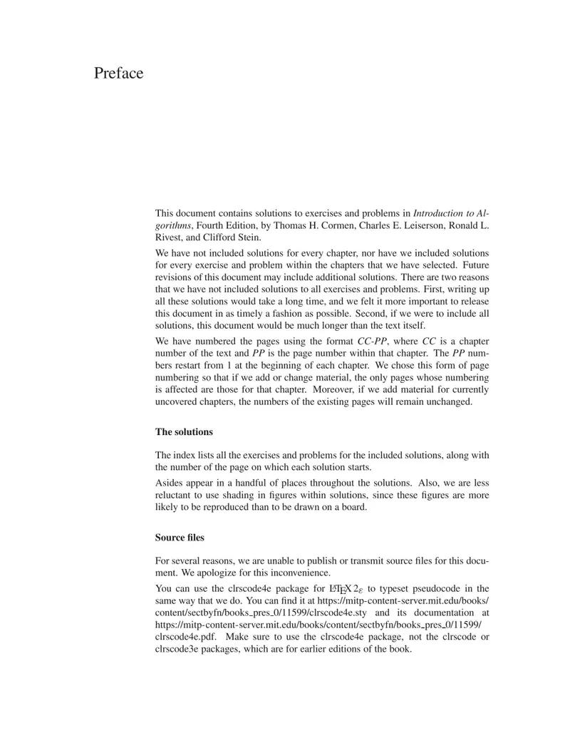 Solutions to Accompany Introduction to Algorithms, Fourth Edition